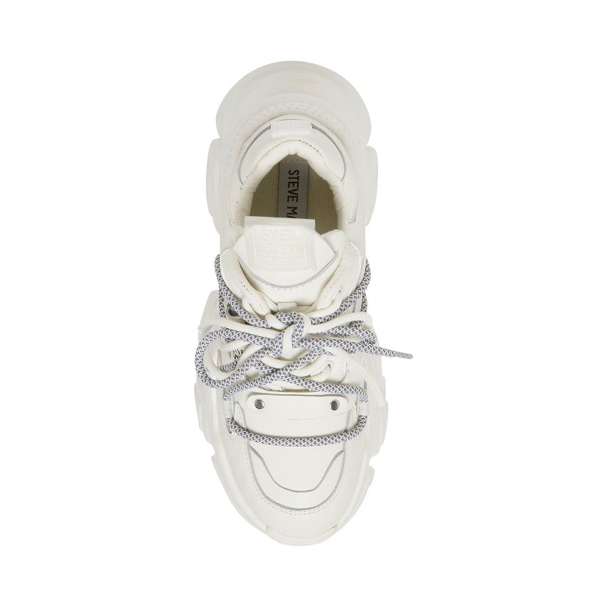 White Steve Madden Troy Leather Women's Sneakers | PH 3874NBE